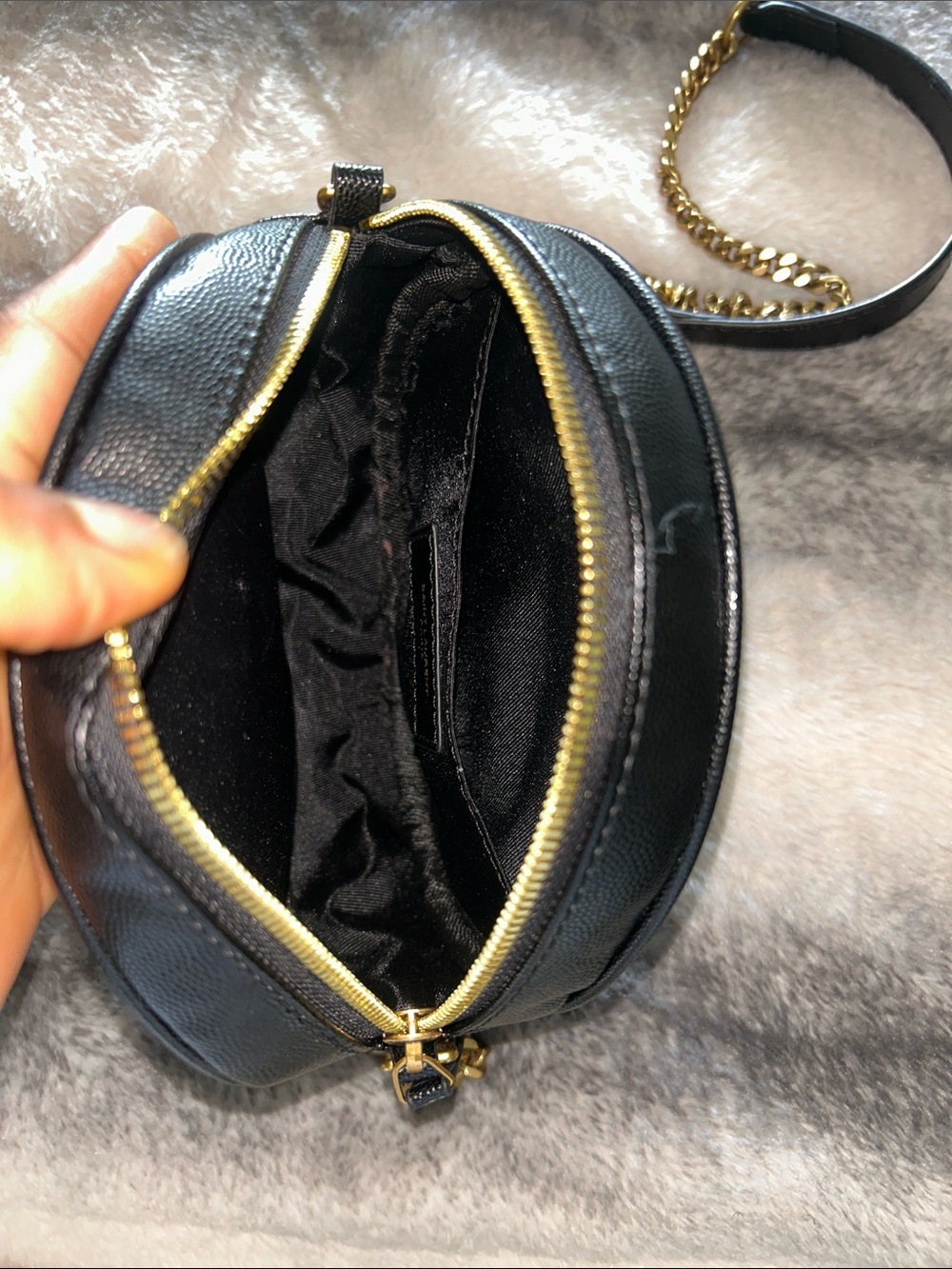 Saint Laurent Black Quilted Round Crossbody with Gold YSL Logo - Picture 3 of 3